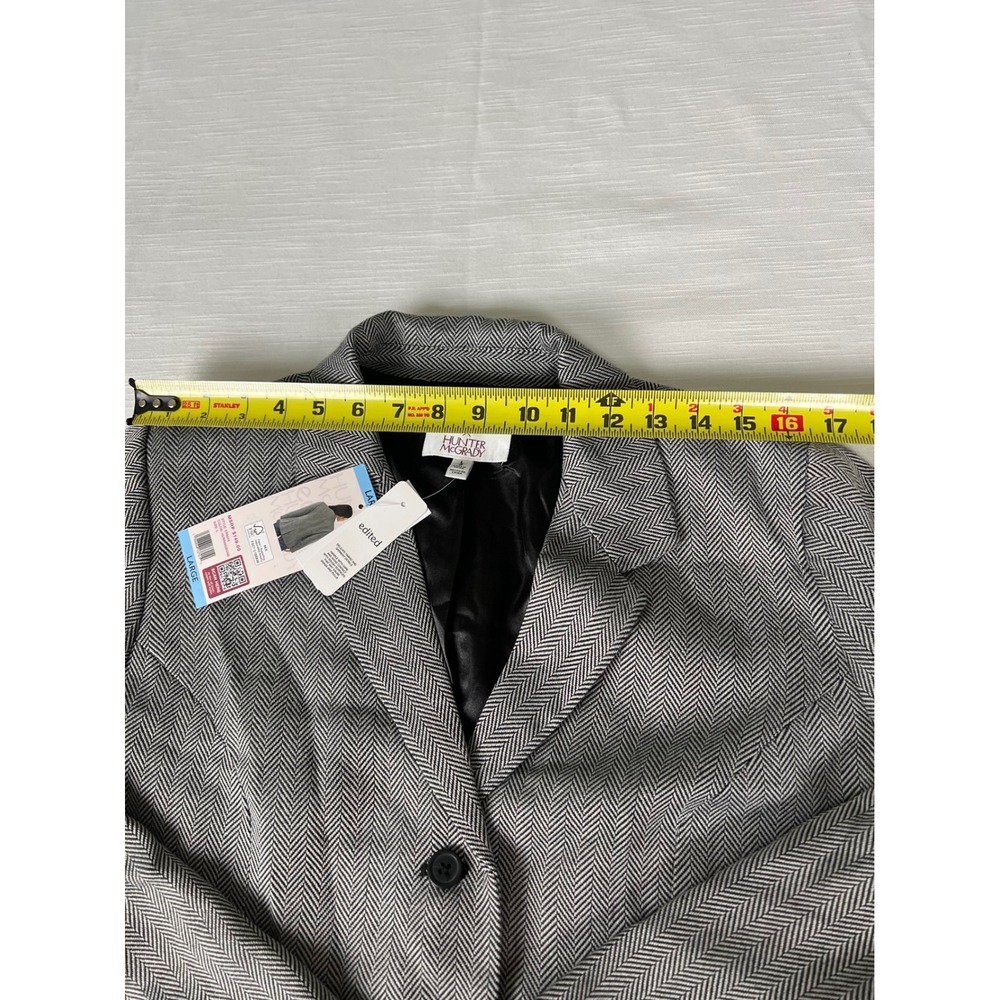 Edited x Hunter McGrady Herringbone Blazer Grey Black Large NWT ER5010 - Picture 3 of 7